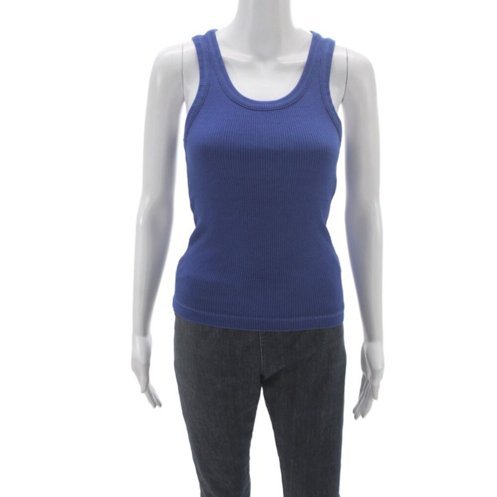 Agolde Womens Basic Scoop Neck Sleeveless Tank Blue Size XS